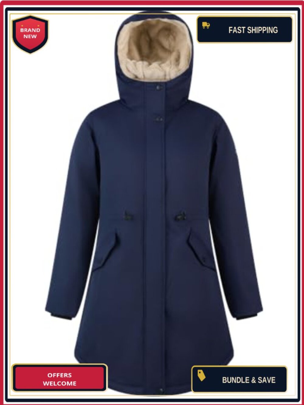 Women's Fleece Lined Insulated Parka Waterproof Winter Jacket | 100% Polyester